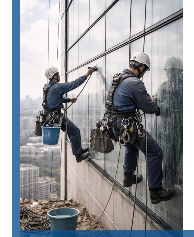 Профессиональная мойка фасадных окон альпинистами в Анапе