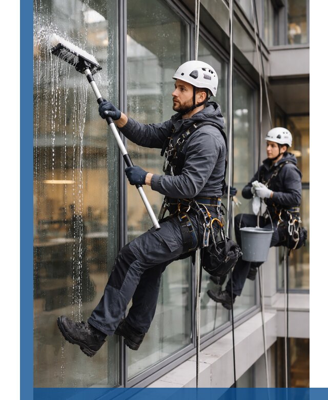 Профессиональная мойка витражей промышленными альпинистами в Анапе