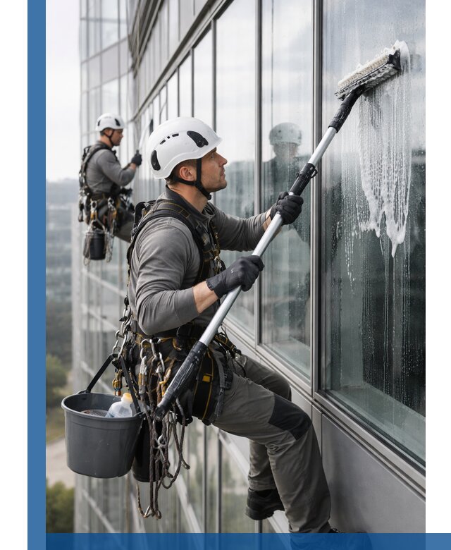 Высотная мойка сплошного остекления с выездом в Анапе