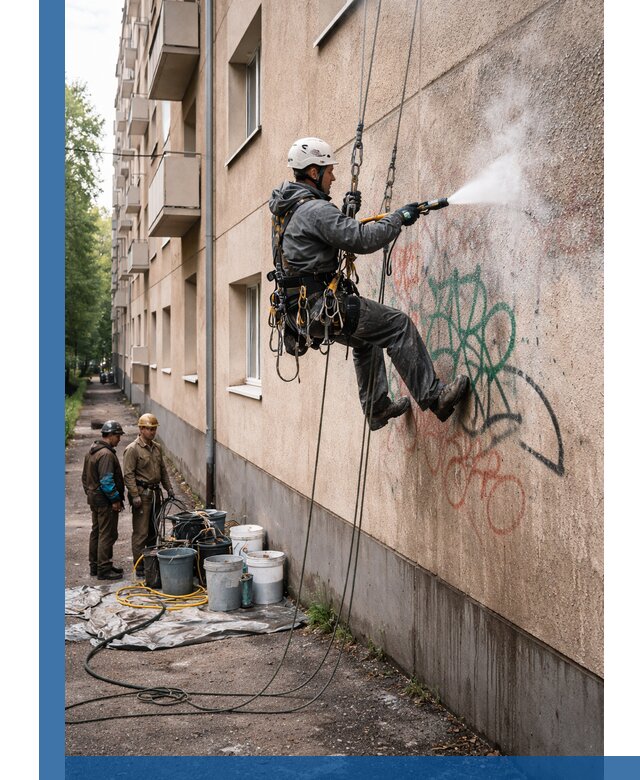 Удаление граффити с фасада в Анапе без следов и повреждений