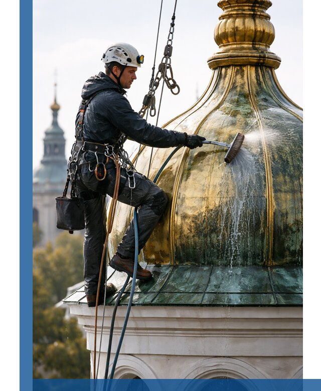 Профессиональная мойка куполов и шпилей высотными альпинистами в Анапе