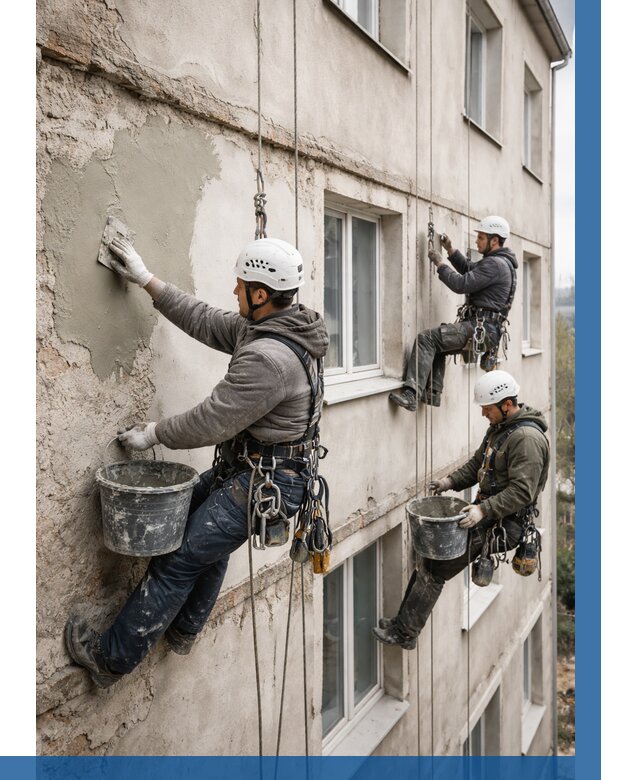 Ремонт штукатурного фасада в Анапе от 779 р. под ключ | ВЫСОТНИК-Нпа