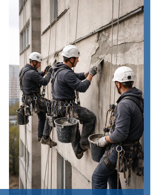 Ремонт бетонных элементов фасада в Анапе от 2596 р. | ВЫСОТНИК-Нпа