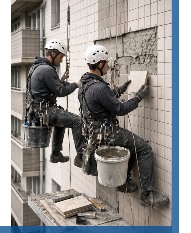 Ремонт облицовки фасада плиткой в Анапе от 1869 р. | ВЫСОТНИК-Нпа