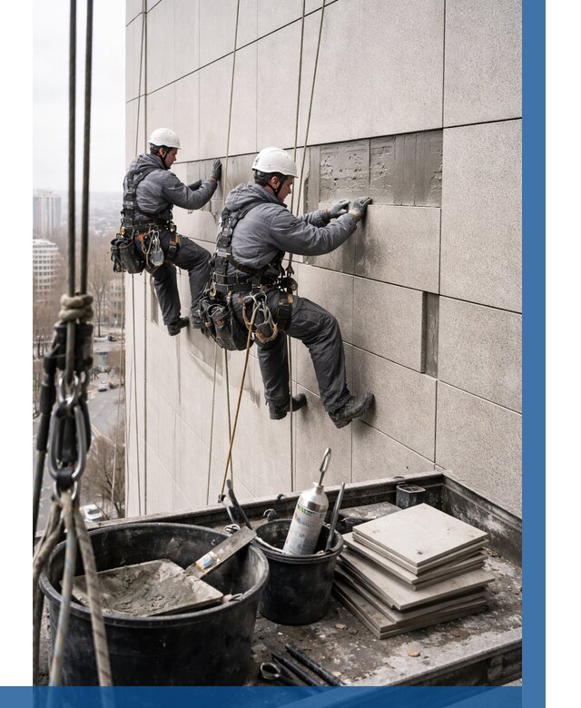 Ремонт фасада из керамогранита в Анапе от 2596 р. | ВЫСОТНИК-Нпа