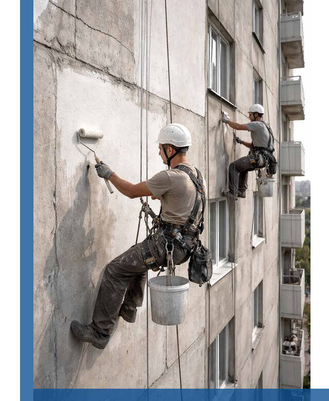 Покраска бетонного фасада в Анапе для жилых и промышленных объектов