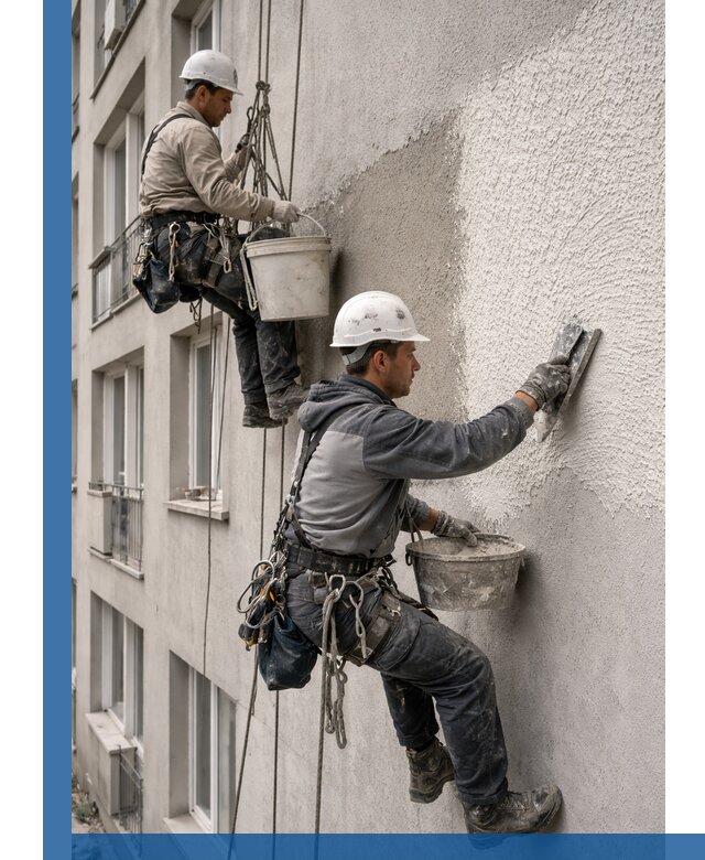 Нанесение декоративной штукатурки короед на фасад в Анапе