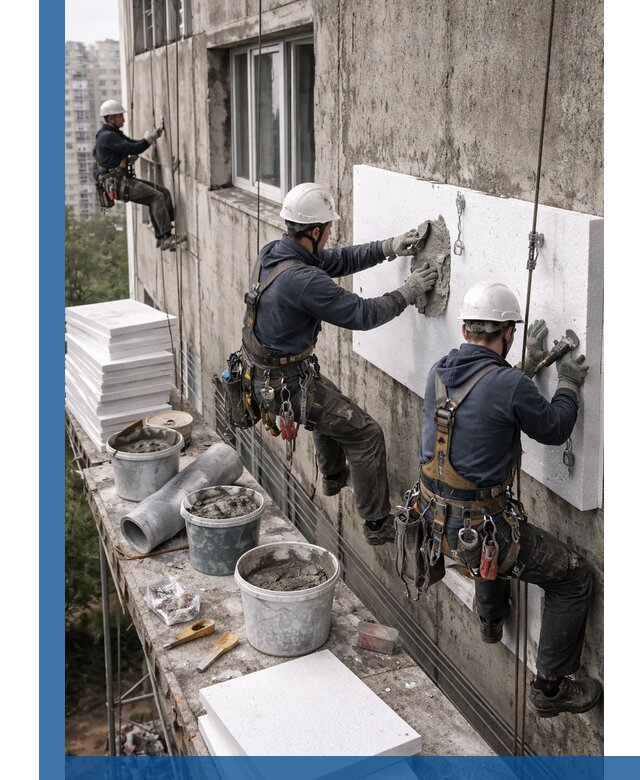 Утепление фасада пенополистиролом в Анапе под ключ