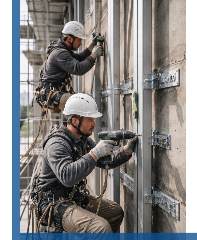 Монтаж и крепление подсистемы вентфасада в Анапе