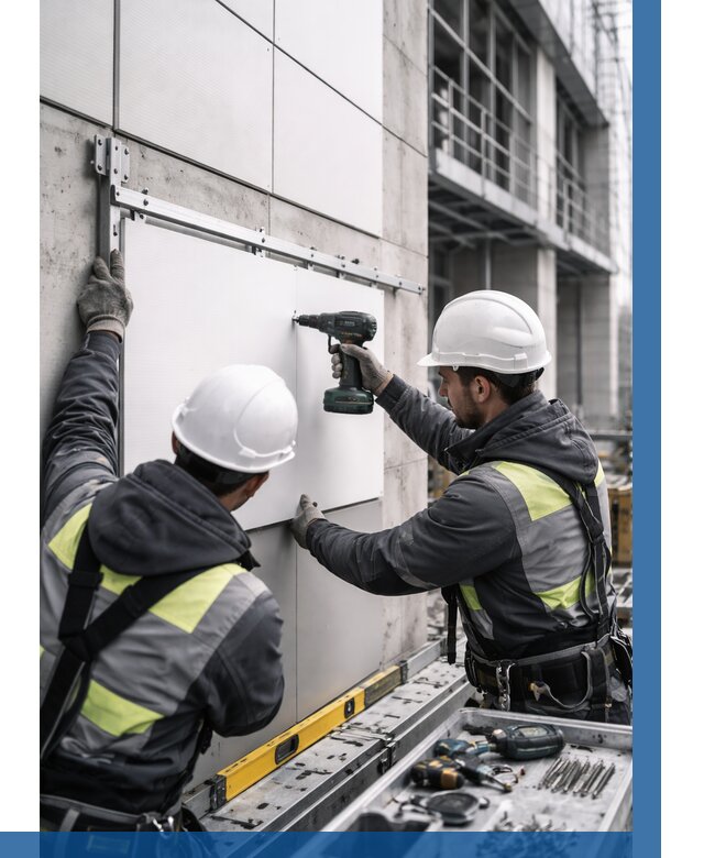 Монтаж композитных панелей фасада в Анапе от 2596 р. | ВЫСОТНИК-Нпа