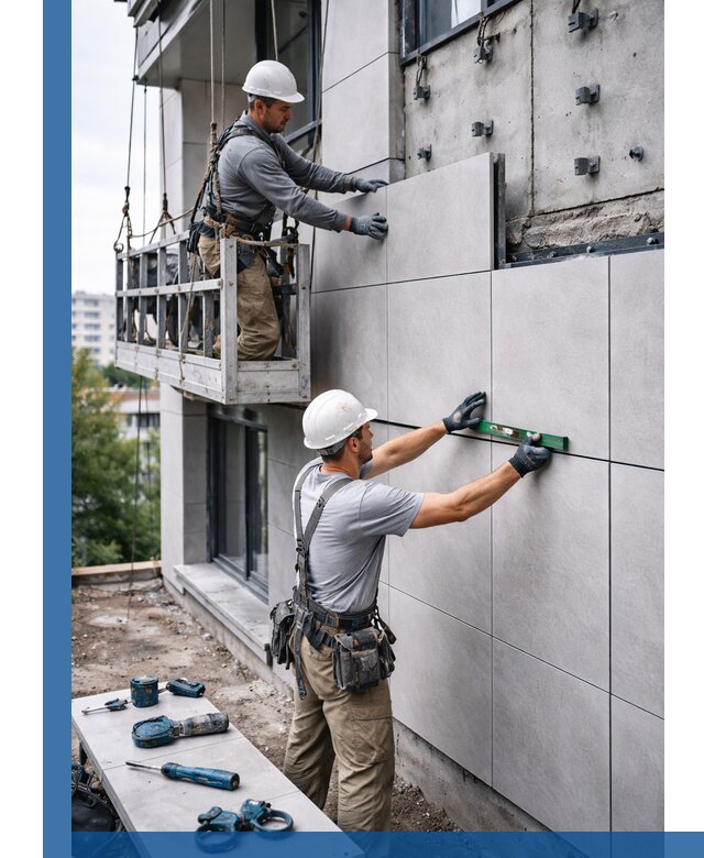 Монтаж керамогранита на фасад в Анапе под ключ с гарантией качества