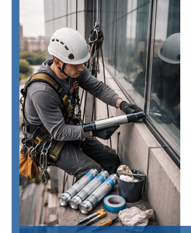 Герметизация стыков витража в Анапе для герметичных фасадов