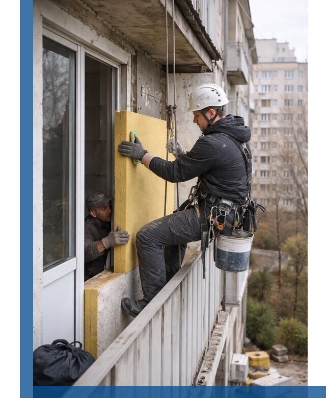 Профессиональное утепление балкона снаружи в Анапе под ключ