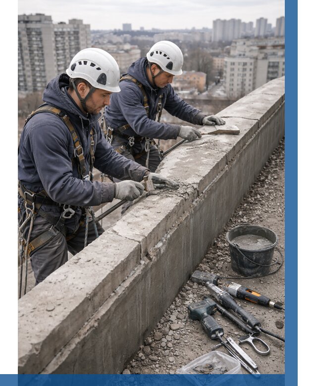 Ремонт парапета на кровле в Анапе от 1558 р. | ВЫСОТНИК-Нпа