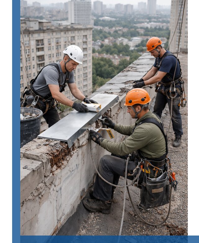 Ремонт парапета на кровле в Анапе, высотные работы с гарантией