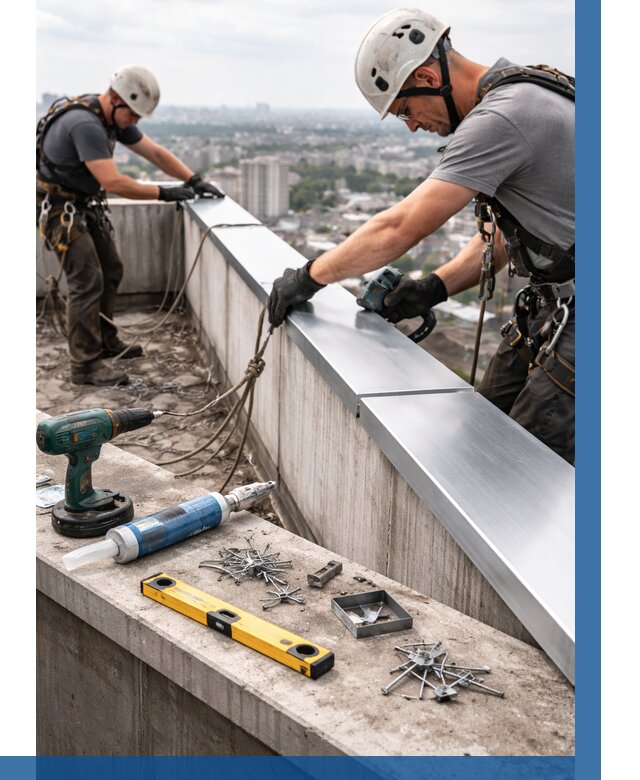 Монтаж парапетных крышек в Анапе от 831 р. | ВЫСОТНИК-Нпа