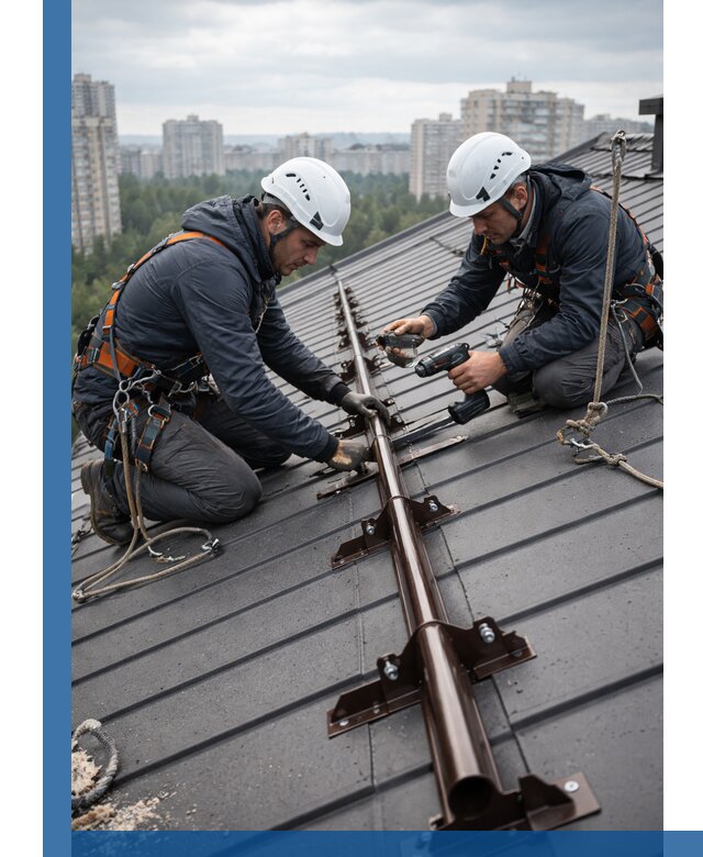 Монтаж снегозадержателей на кровле зданий в Анапе под ключ