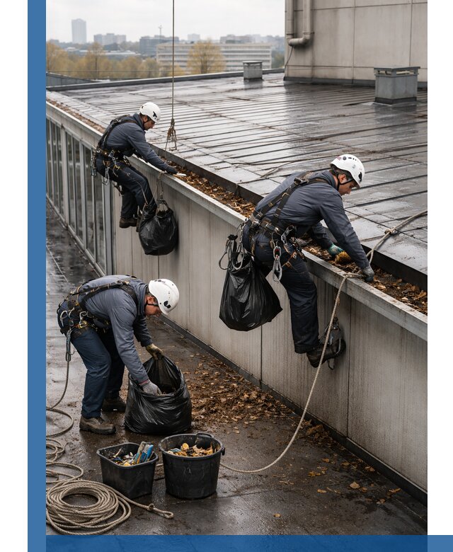 Очистка кровли по периметру в Анапе силами промышленных альпинистов