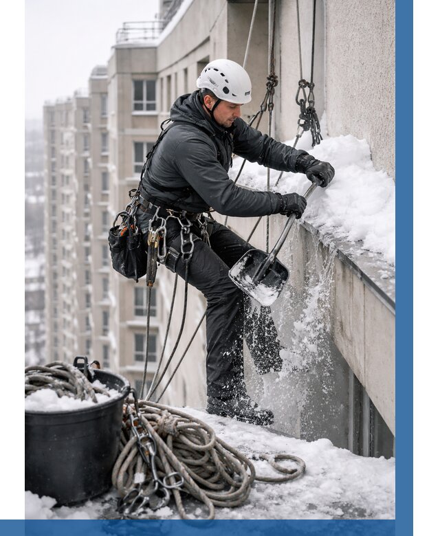 Очистка карнизов от снега в Анапе от 312 р. | ВЫСОТНИК-Нпа