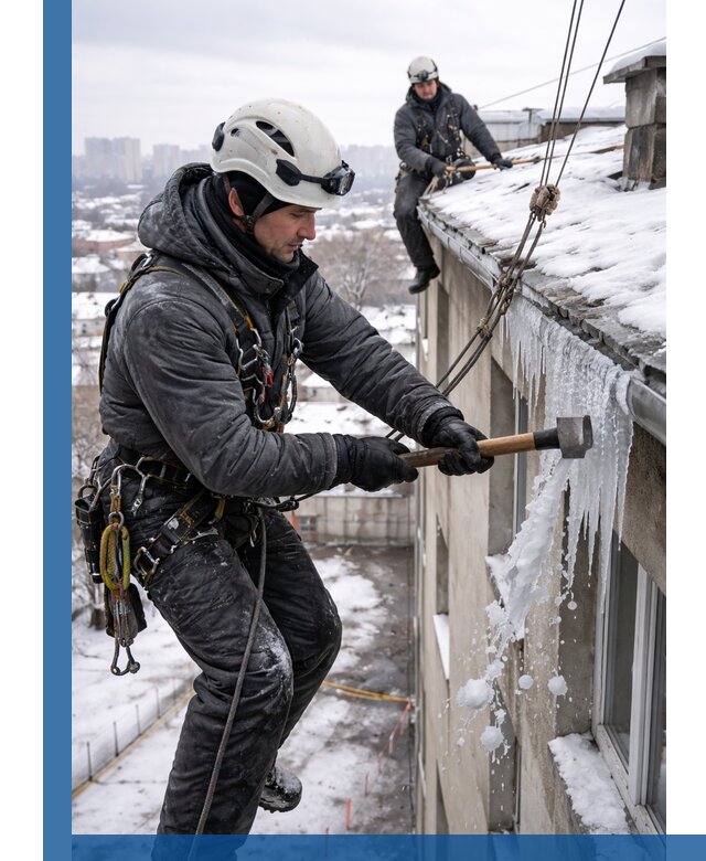 Сбивание и удаление сосулек с крыши в Анапе безопасно
