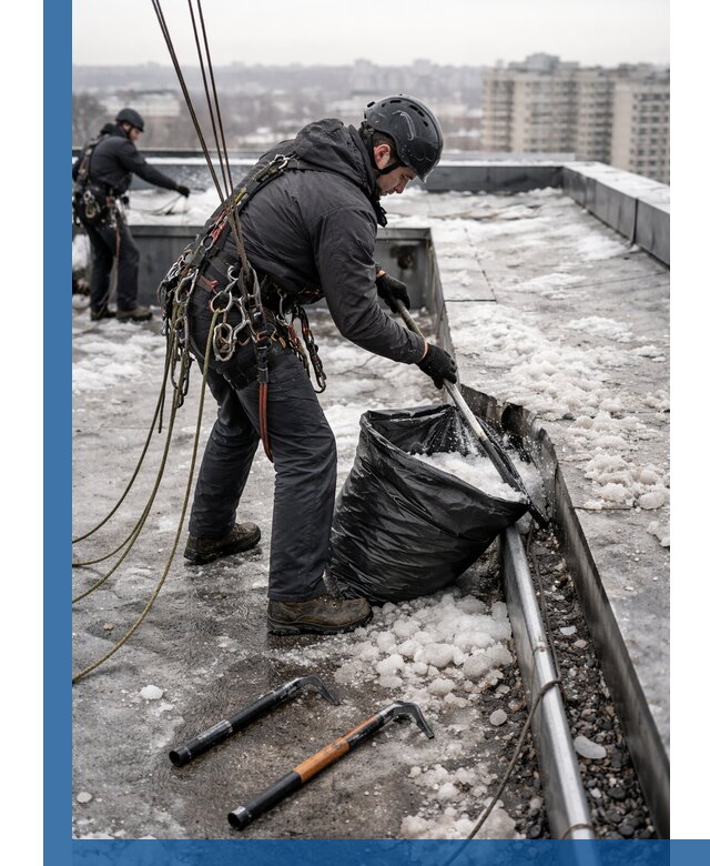 Аварийная очистка кровли в Анапе от промальпинистов