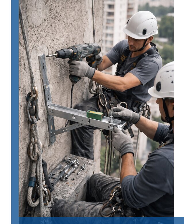 Установка кронштейнов кондиционера и крепежа в Анапе