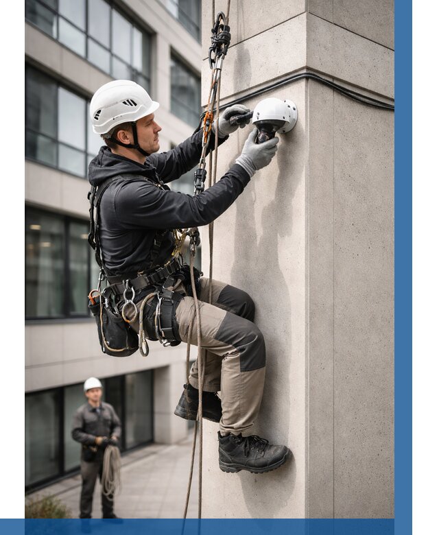 Монтаж камер видеонаблюдения на фасаде в Анапе от 8826 р.-ВЫСОТНИК-Нпа