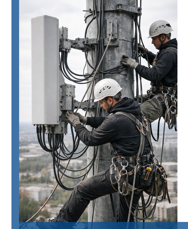 Монтаж оборудования связи на мачте в Анапе с пусконаладкой