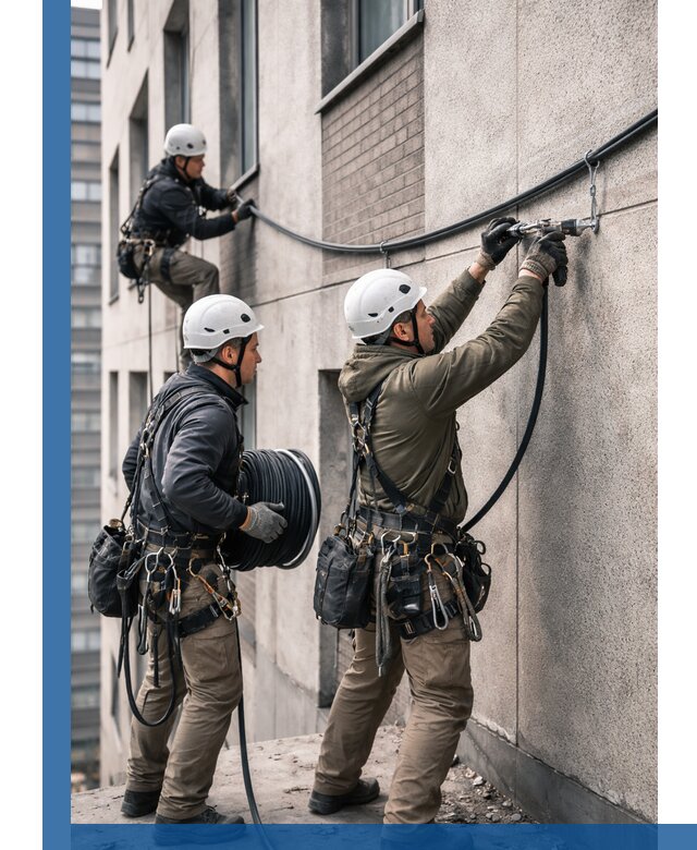 Прокладка кабеля по фасаду в Анапе, профессиональный монтаж