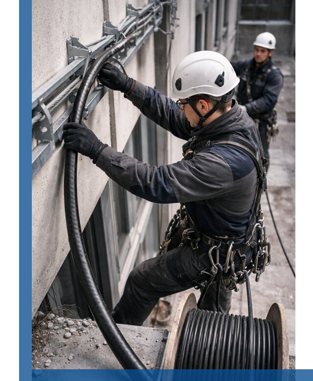 Протяжка кабеля питания на высоте в Анапе с гарантией безопасности и качества