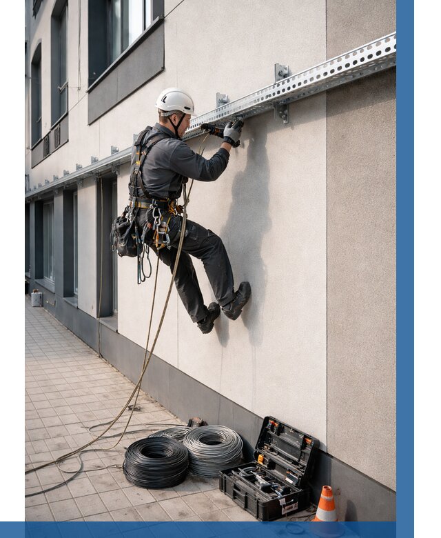 Монтаж кабельных лотков на фасаде в Анапе от 1246 р. | ВЫСОТНИК-Нпа