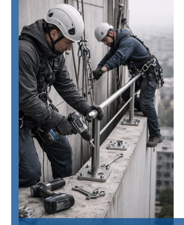 Монтаж перил на высоте в Анапе для жилых и промобъектов