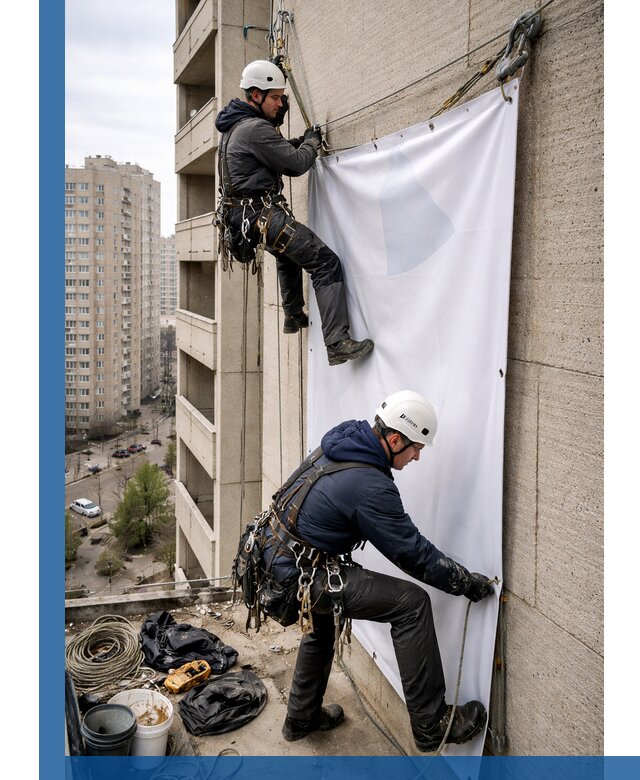 Профессиональный монтаж баннеров на фасаде в Анапе