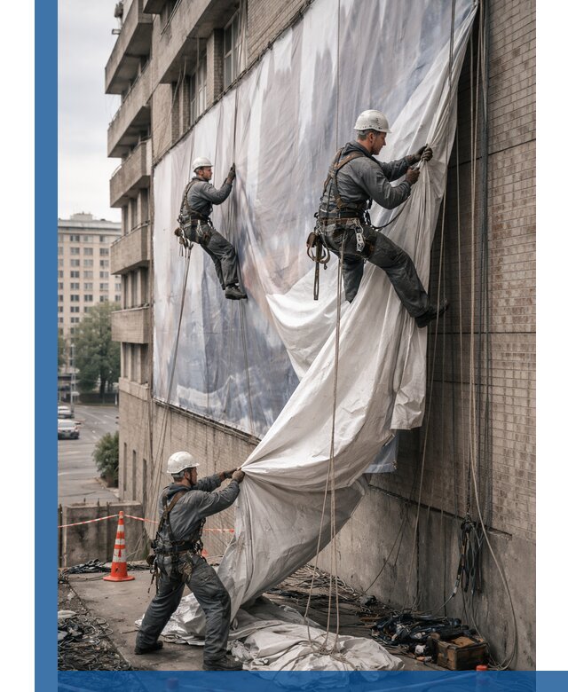 Демонтаж баннеров с фасада в Анапе оперативно и безопасно