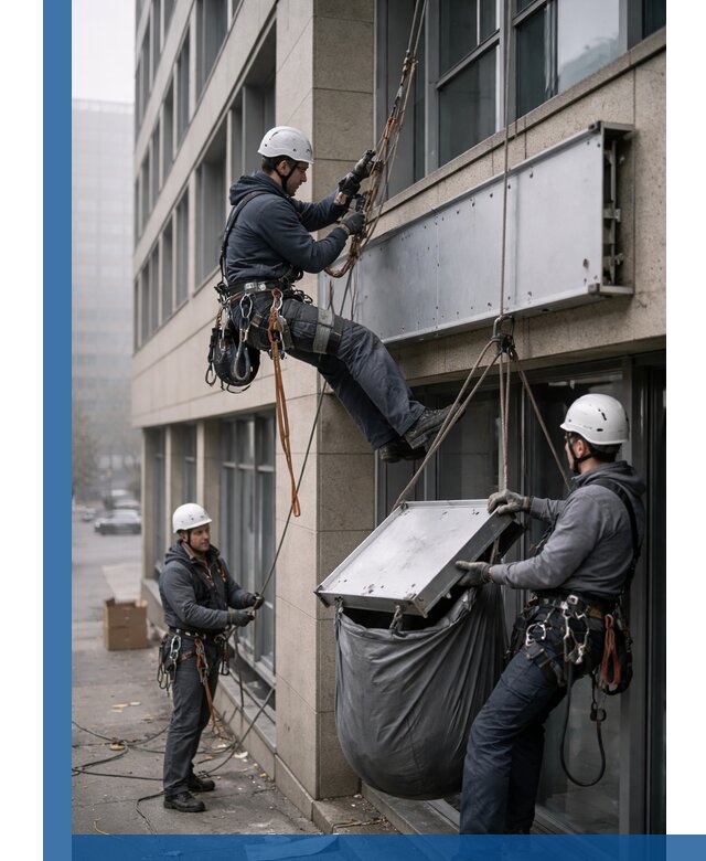 Демонтаж рекламной вывески с высотными работами в Анапе