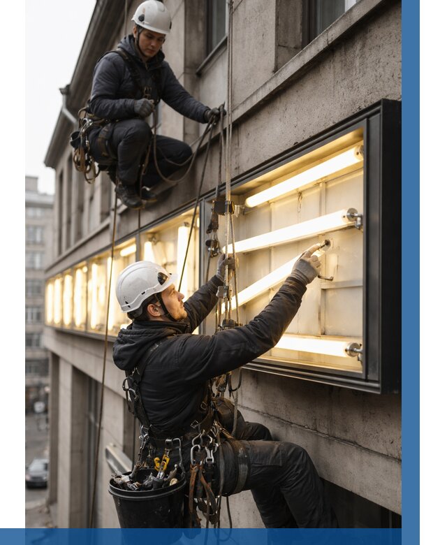 Замена ламп в вывеске в Анапе под ключ от 3634 р. | ВЫСОТНИК-Нпа