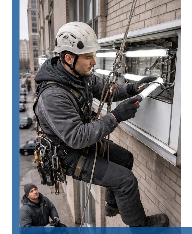 Профессиональная замена ламп в наружной вывеске в Анапе