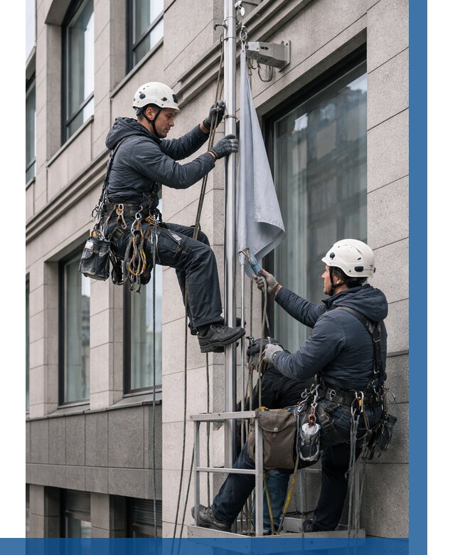 Установка флагов на фасаде в Анапе от 4673 р. | ВЫСОТНИК-Нпа