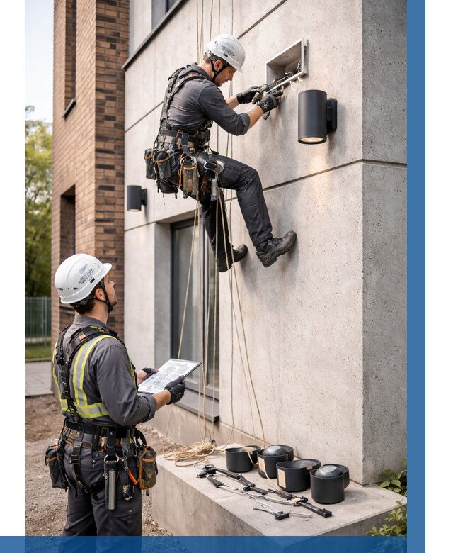 Монтаж фасадного освещения в Анапе от 2596 р. | ВЫСОТНИК-Нпа