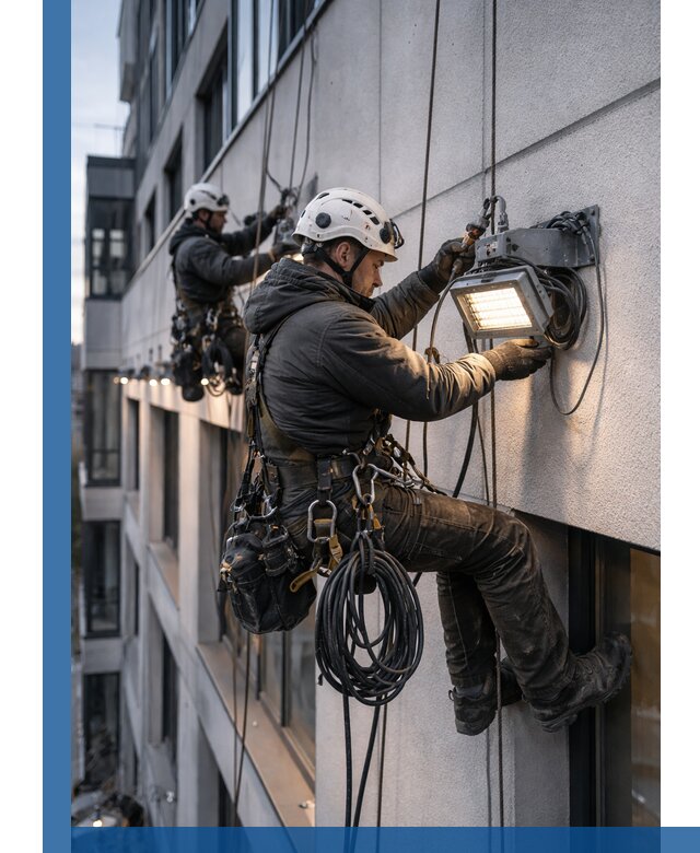 Монтаж фасадного освещения в Анапе установка и подключение