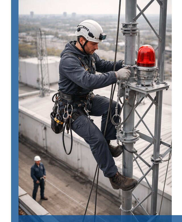 Монтаж заградительных огней и обслуживание объектов в Анапе