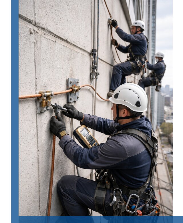 Монтаж системы заземления здания и молниезащиты в Анапе