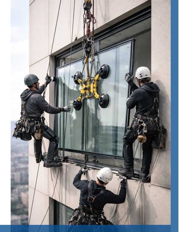 Монтаж стеклопакетов на высоте в Анапе от 3323 р. | ВЫСОТНИК-Нпа