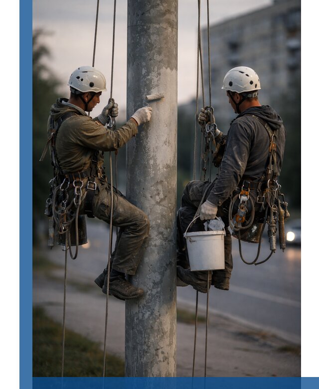 Покраска опор освещения и антикоррозийная защита в Анапе