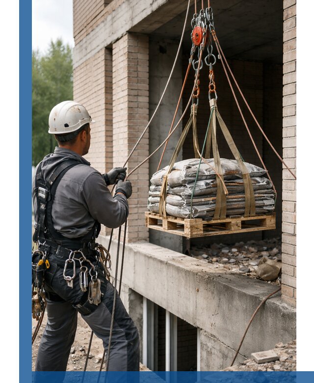 Подъем материалов на этаж веревками в Анапе оперативно
