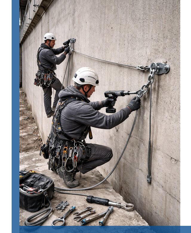 Монтаж анкерных линий высотной безопасности в Анапе