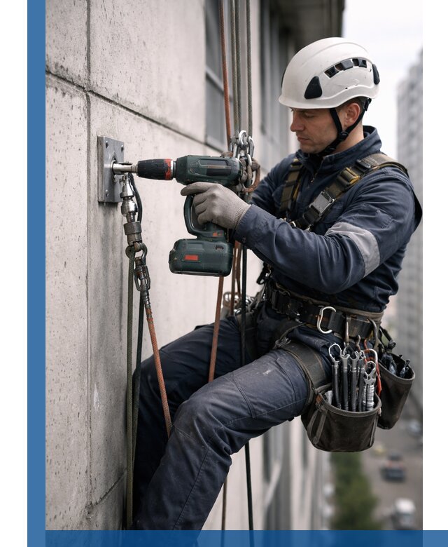 Установка анкерных точек для высотных работ в Анапе