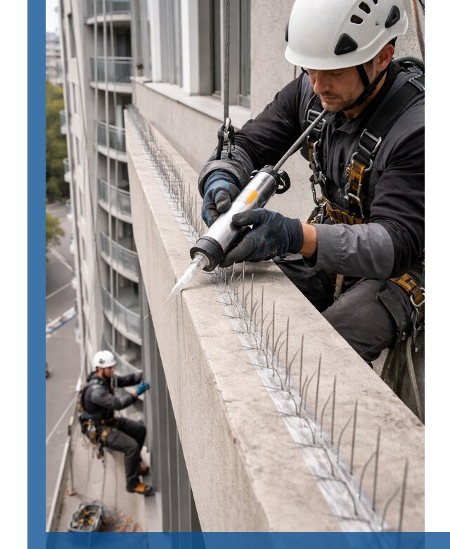 Установка шипов от птиц на фасадах и кровлях в Анапе